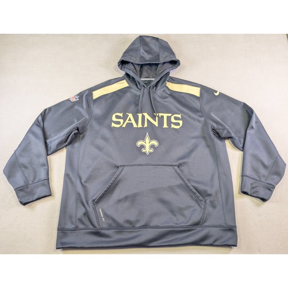 New Orleans Saints Hoodie Mens 2XL XXL Black Nike Sweatshirt Therma-Fit Pullover